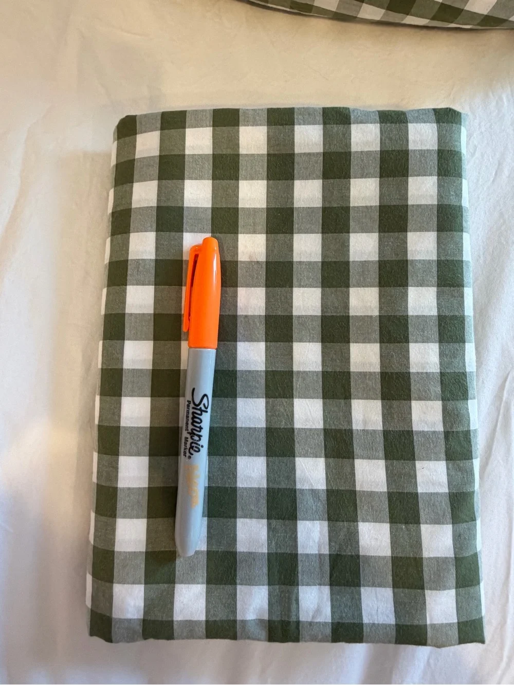 Quince Classic Organic Percale Sheet Set Full Olive Gingham